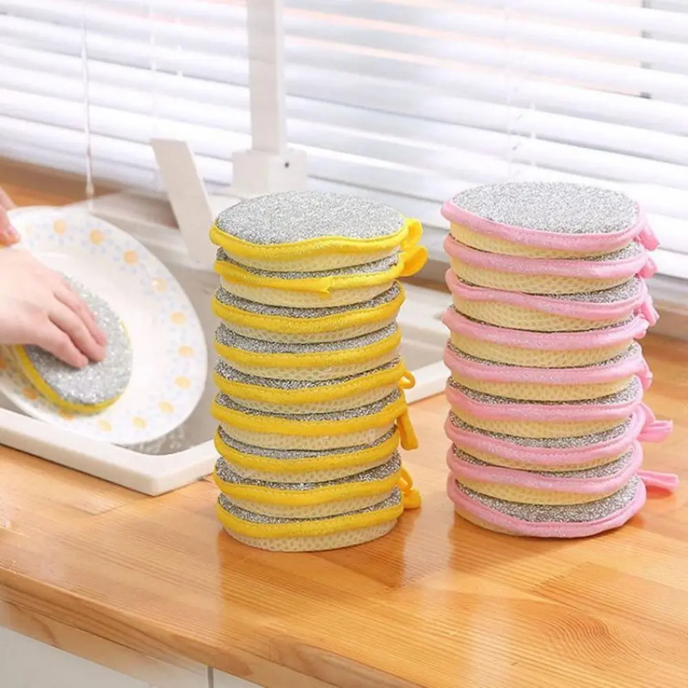 3/5/10PCS Double-sided Kitchen Dishwashing Sponge Scouring Pad Reusable Wipe The Pot Sponge Kitchen Clean Tools
