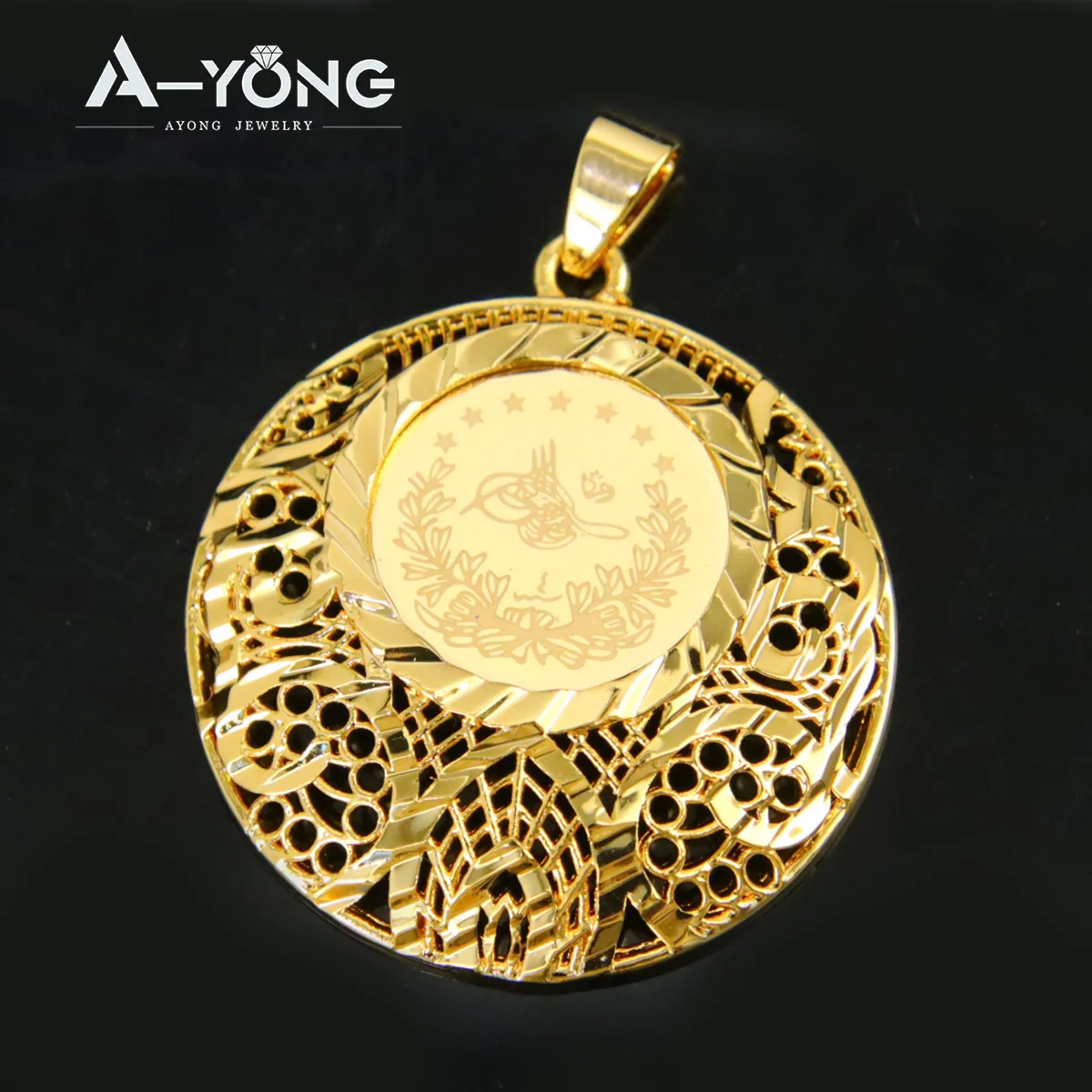 Luxury Arab Coin Pendant 18k Gold Plated Turkish Necklace Round Pendants Dubai African Womens Mens Vintage Jewelry