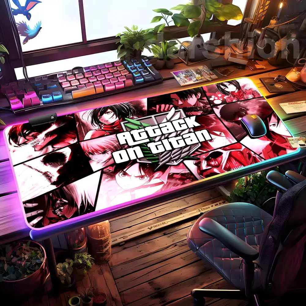 Gaming Accessories A-attack On Titan Mouse Pad Mousepad HD Printing Computer Gamers Locking Edge Non-slip RGB Mouse Pad XXL90x40