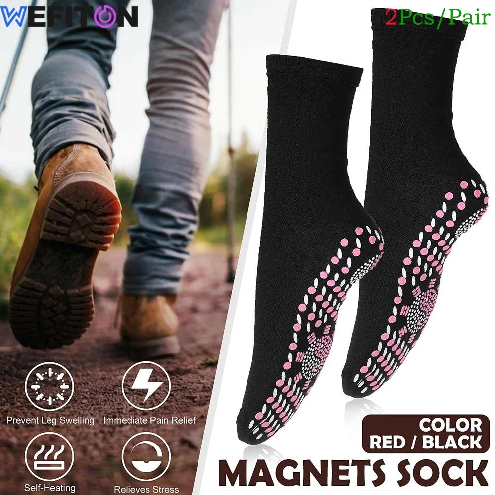 1Pair Tourmaline Magnetic Socks Self-Heating Health Care Sock Winter Warm Comfortable Breathable Massager Socks Ankle Foot Care