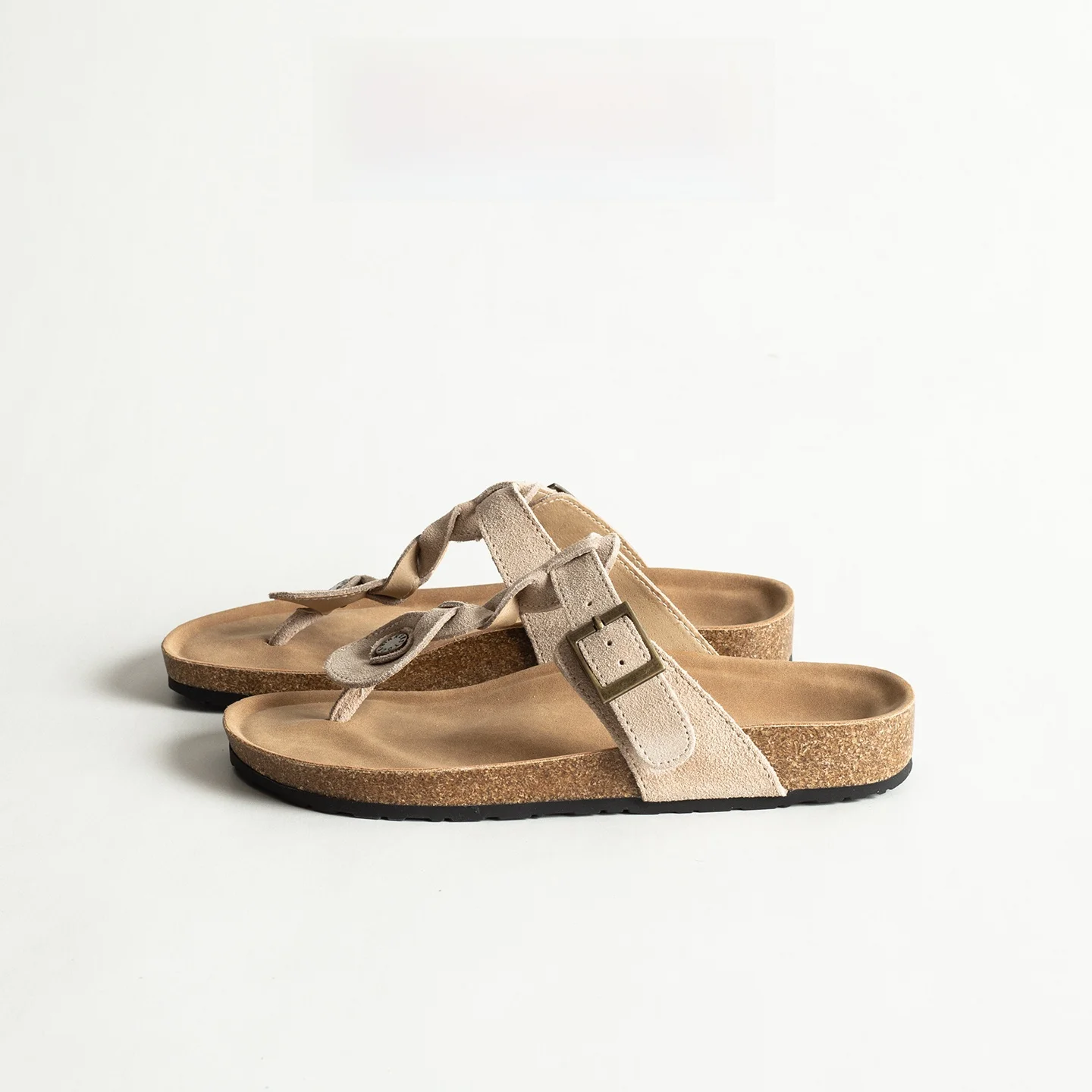 

Retro Cork Women's Summer Outdoor Flat Toe-Post Sandals Casual Vacation Beach Slip-On Thong Slippers