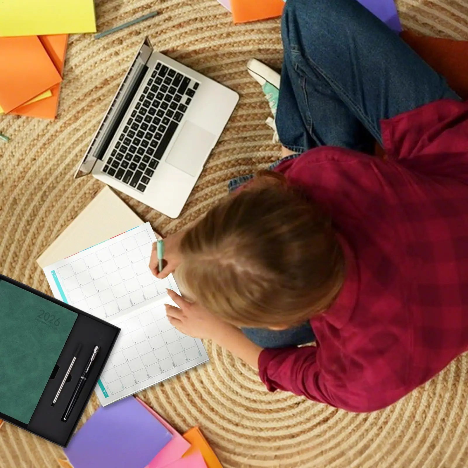 دفتر التخطيط 2026 جدول الأعمال اليومي دفتر المهام A5 التصميم الجمالي القرطاسية غلاف ملاحظات مجلة لتخطيط الوجبات