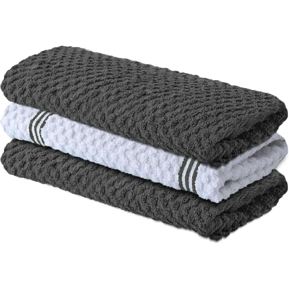 

Xclusives Premium Kitchen Towels – Pack of 3, 100% Cotton |15 x 25| Inches Absorbent Dish Towels - Terry Kitchen Dishcloth