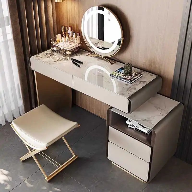 

Minimalist rock slab dresser, chest, bedroom, simplicity, light luxury, advanced solid wood makeup table, integrated storage