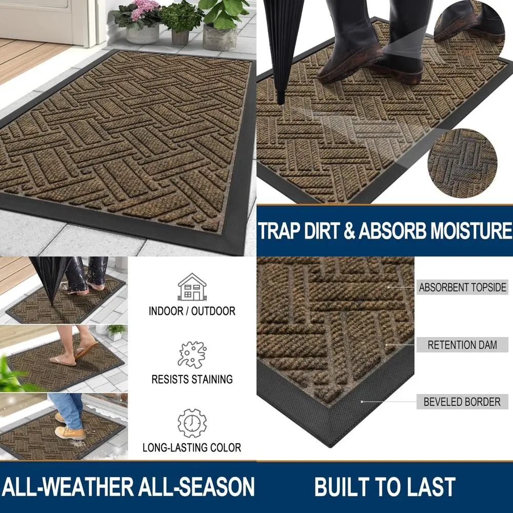 

Durable Rubber Door Mat - Outdoor and Indoor Use, Non-Slip, Low Profile, Waterproof, Stain-Resistant Front Entrance Mat, Easy to