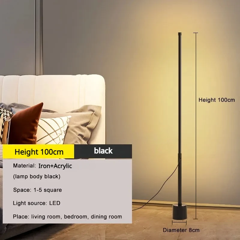 Imagem -06 - Nordic Led Floor Lamps para Sala de Estar Acrílico Permanente Wall Corner Ambient Lighting Fixture Iluminação Vertical Estudo e Quarto