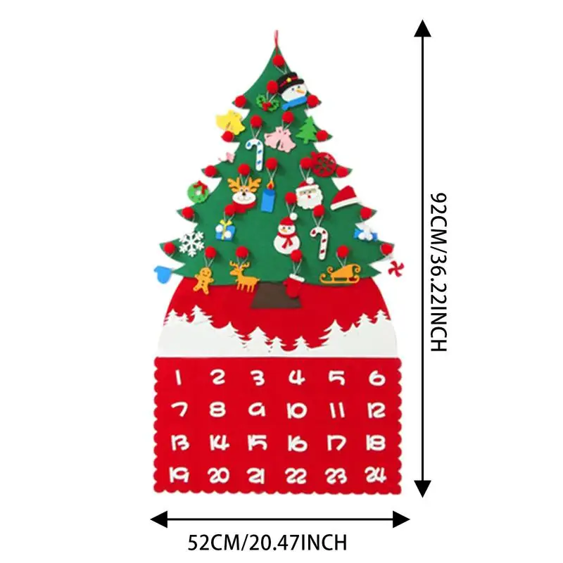 Árbol de Navidad de fieltro para niños, 24 adornos extraíbles, Kit artesanal, juguetes para árbol de Navidad, manualidades navideñas, adornos navideños para