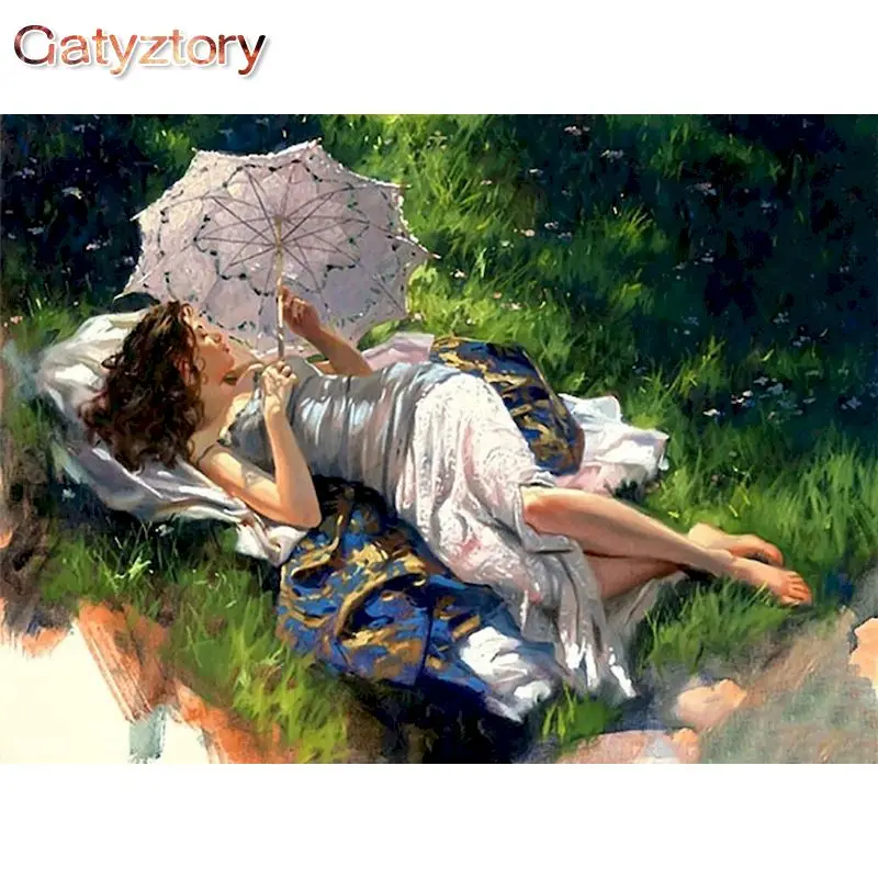 

GATYZTORY 60×75cm Frame Girl Painting By Numbers Figure Coloring By Numbers Canvas Painting Handpainted Diy Gift Home Decor