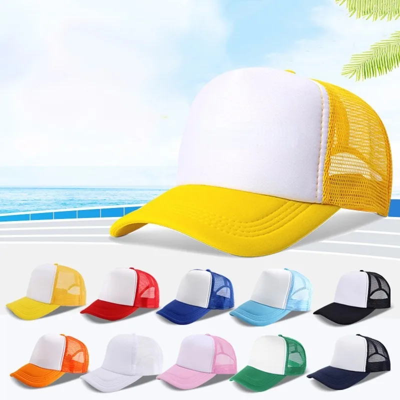 1PC Baseball Caps For Men Women Summer Half Mesh Sponge Breathable Advertising Hat Boys Girls Outdoor Sunshade Wholeasle