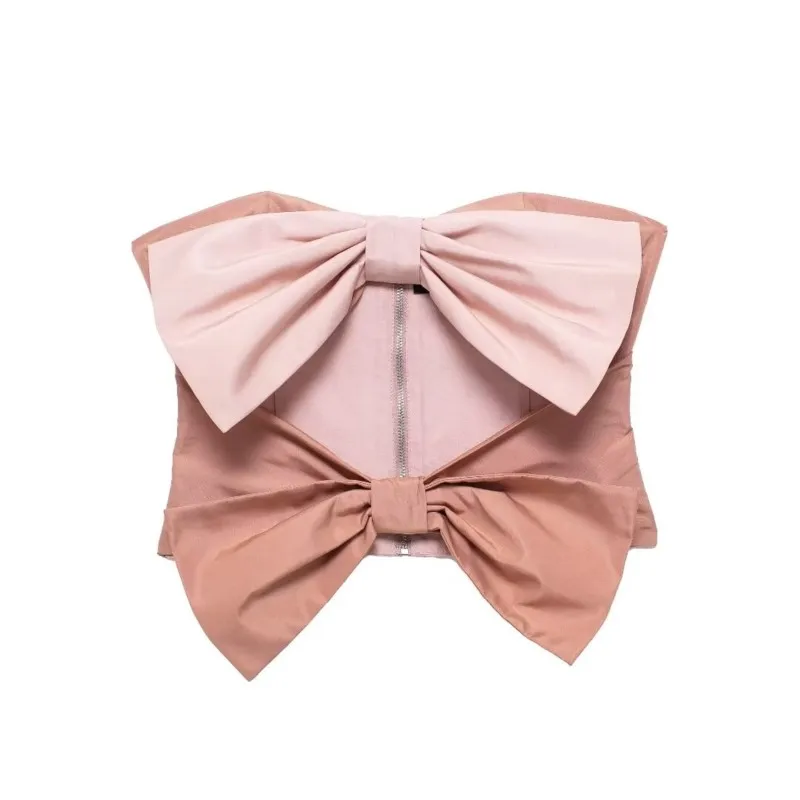 

double bow tie vest sleeveless European American summer new fashionable temperament strapless collar large bow slim fit vest