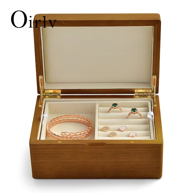 

Oirlv Jewelry Organizer Solid Wood Storage Wooden Box With Upper Lower Layers Wooden Ring Earrings Jewelry Storage Box Organizer