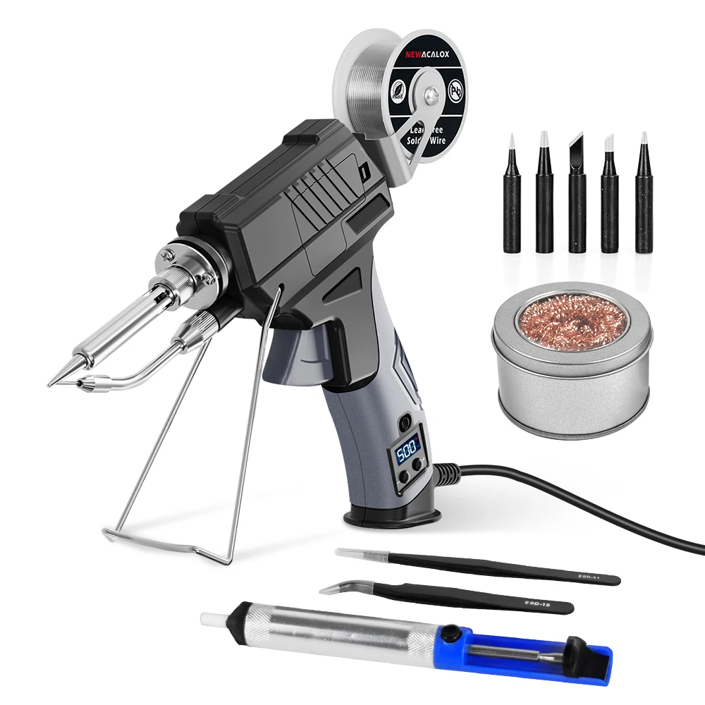 NEWACALOXLCD Soldering Iron Kit with Adjustable Temp 180-520°C/356~932℉ Auto Send Tin Soldering Iron Gun for Welding Repair