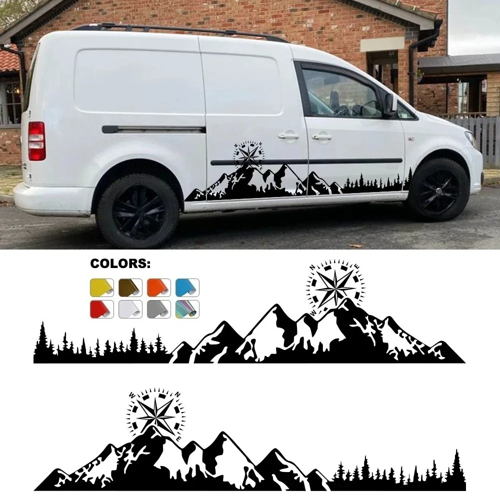 

Наклейки для стайлинга автомобиля в горном стиле для Volkswagen VW Caddy MK1 MK2 MK3 MK4 4 3 2 Maxi Kombi Van Camper Vargo, графические автонаклейки