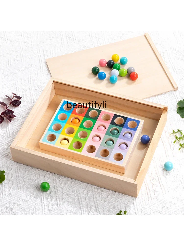 Wooden color gradual change clip beads game children's early education hand-eye coordination training toy