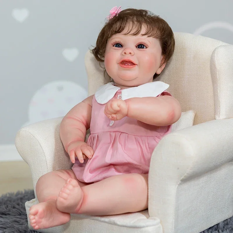 

50CM Full Body Silicone Reborn Toddler Doll Girl Already Painted 3D Skin with Visible Veins Rooted Hair High Quality Bebe Reborn