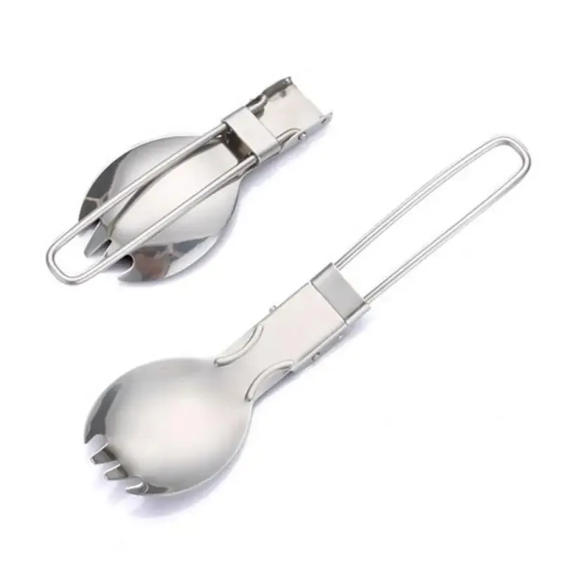 

Titanium Tableware Folding Spork Portable Outdoor Camping Lightweigt HCutlery Travel Picnic Hiking Fork Spoon Outdoor Tableware