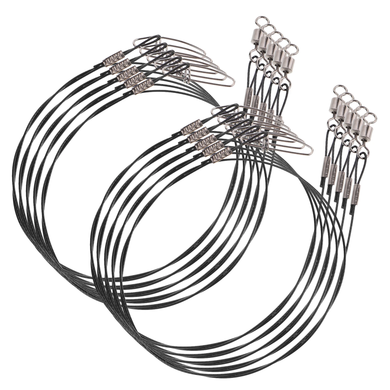 

10pcs Anti-Bite Fishing Wire Leaders 50cm Black Saltwater Fishing Tools High-Carbon Rust Resistance