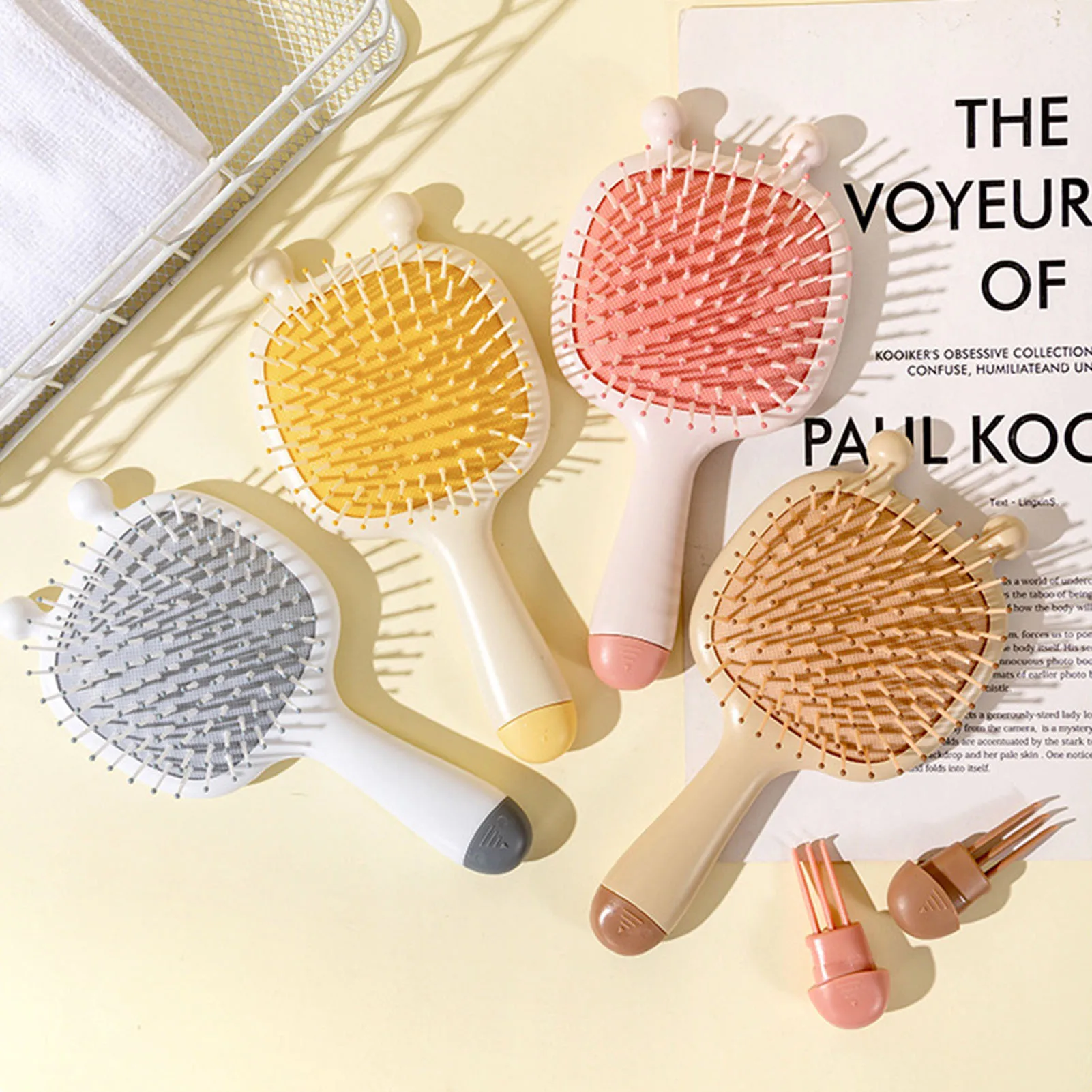 かわいいミニヘアコーム漫画動物柄エアクッションコーム頭皮マッサージ心地よいリラックスエアバッグコームポータブルポケットコーム