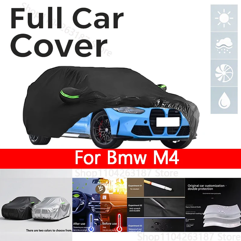 

Full black Car Covers for Bmw M4 Waterproof All-Weather Windproof Dustproof UV-Protected Outdoor Use