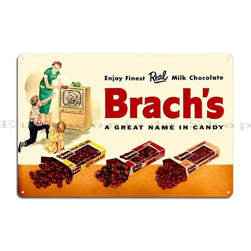 Brach S Milk Chocolate Advert Metal Plaque Poster Printing Decoration Garage Wall Mural Decoration Tin Sign Poster