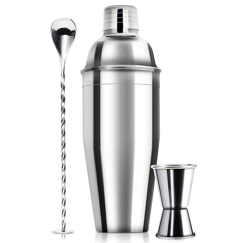 

24oz Cocktail Shaker Bar Set - Margarita Mixer Drink Shaker, Measuring Jigger Mixing Spoon, Stainless Steel Bar Tools Kit