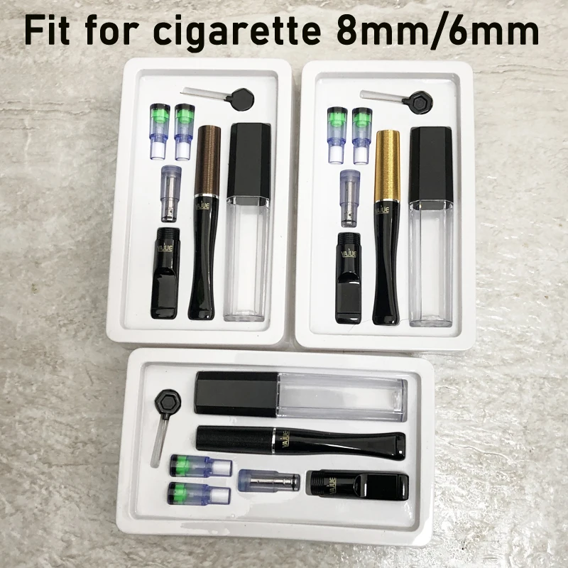 Microfilter For 6mm 8mm Cigarette Holder Tar Filtration Cleanable Tobacco Filter Recirculating Classic Smoke Mouthpiece Men Gift