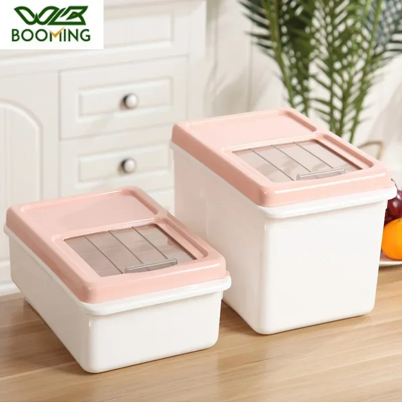 

Plastic Kitchen Fresh Rice Storage Box Dust-proof Grain Storage Bottles 3 Different Sizes Top Visual Window Designs Food Storage