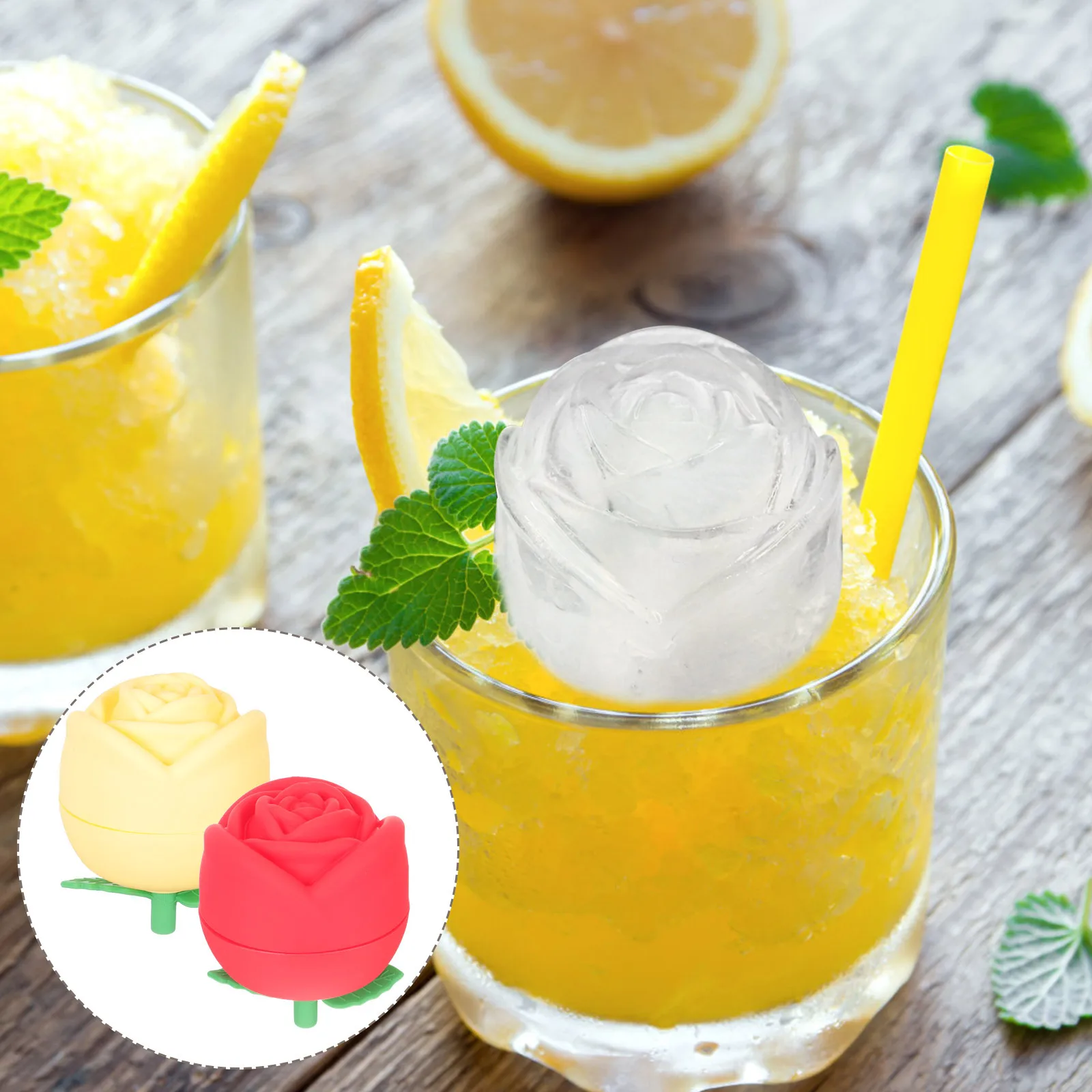 

2pcs Rose Shaped Cube Leak-Proof Silicone Balls Shaper For Cocktail Whiskey Decorative Cube Maker Non-Stick Reusable Flower