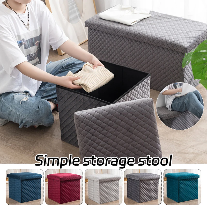 

Foldable Sofa Storage Ottoman Stool Shoe Changing Stools Seat Foot Storage Boxes Toy Clothing Storage Box Large Capacity