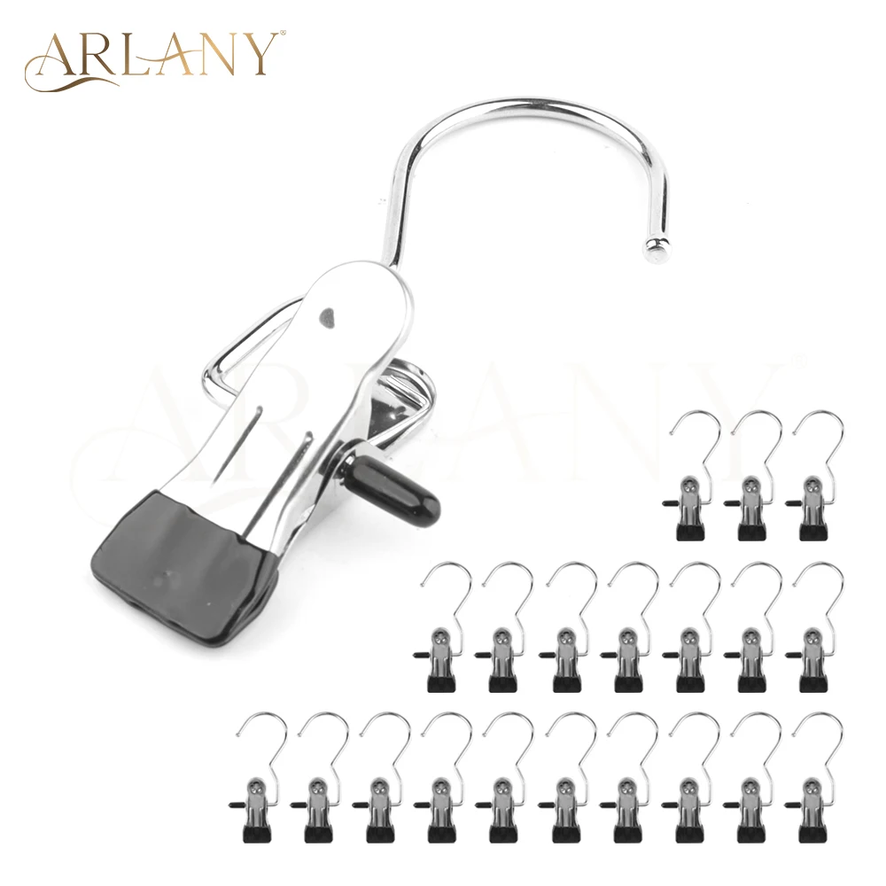 ARLANY 20 PCS Hanging Clips with Non-Slip Rubber Coated, Space Saving Closet Organizers and Storage for Skirts Shorts Jeans Hats