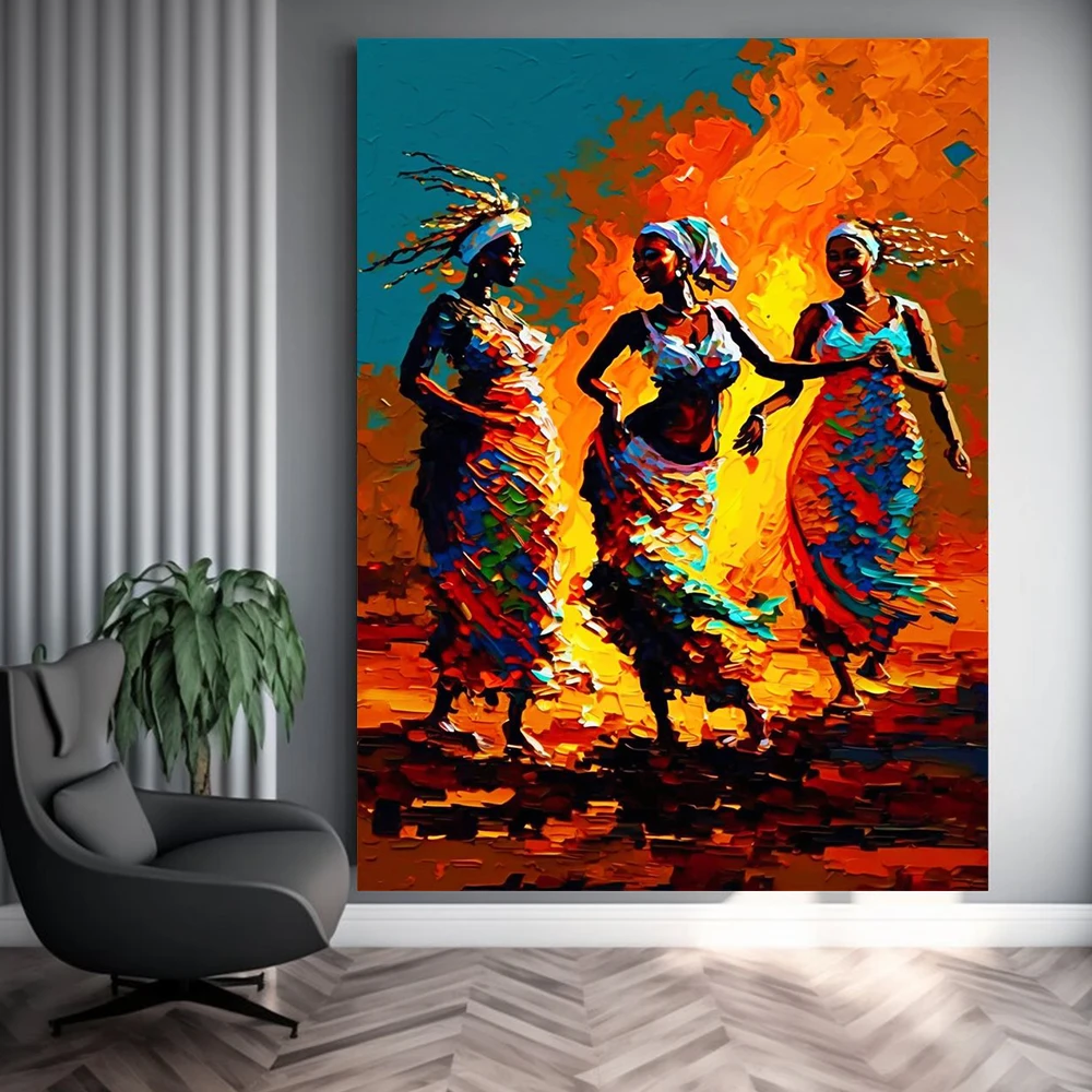 

Abstract African Black Woman Poster Prints For Office Livng Room Home Decor Africa Tribal Dancing Girl Canvas Painting Wall Art