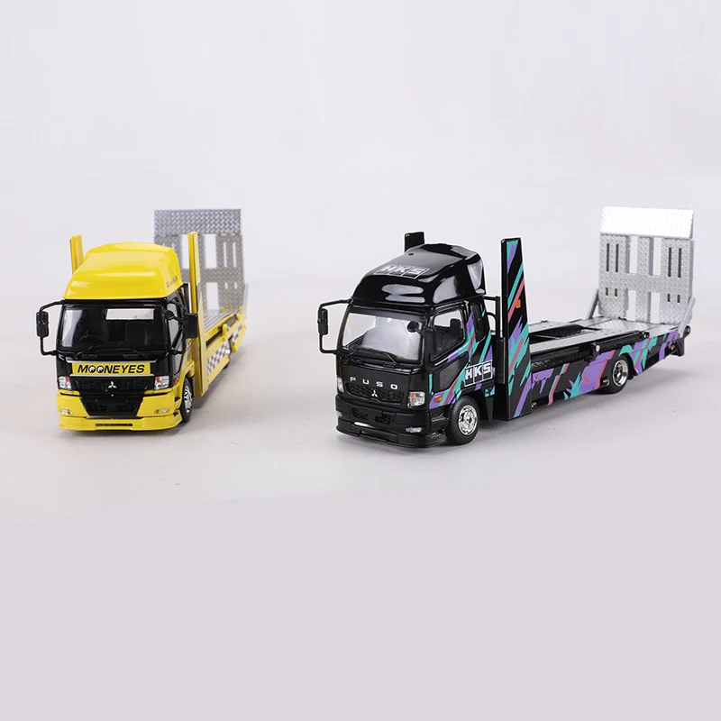 

SHADOW 1:64 Fuso Fighter (1024) 2017, двухэтажные буксирные грузовики HKS/Moon Eyes, модель автомобиля из сплава