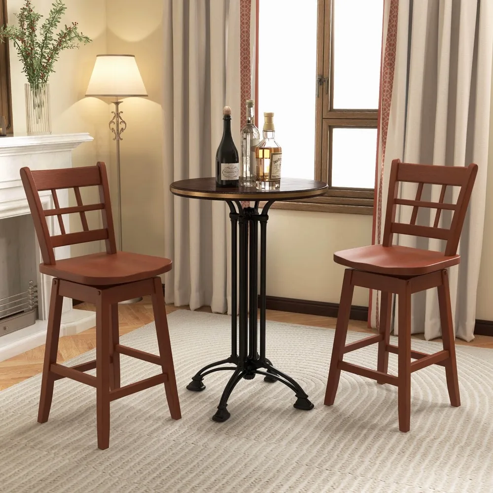 

4PCS 24.5 Inch Counter Height Bar ChairsSwivel Bar Stools w/ Hollow Backrest