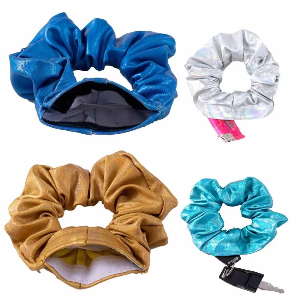 Creative Portable ⁣Scrunchie Sight Secret Hair Tie Hidden Storage Case Hair For Travel Outdoor Safe With Stash Pocket Hide Key