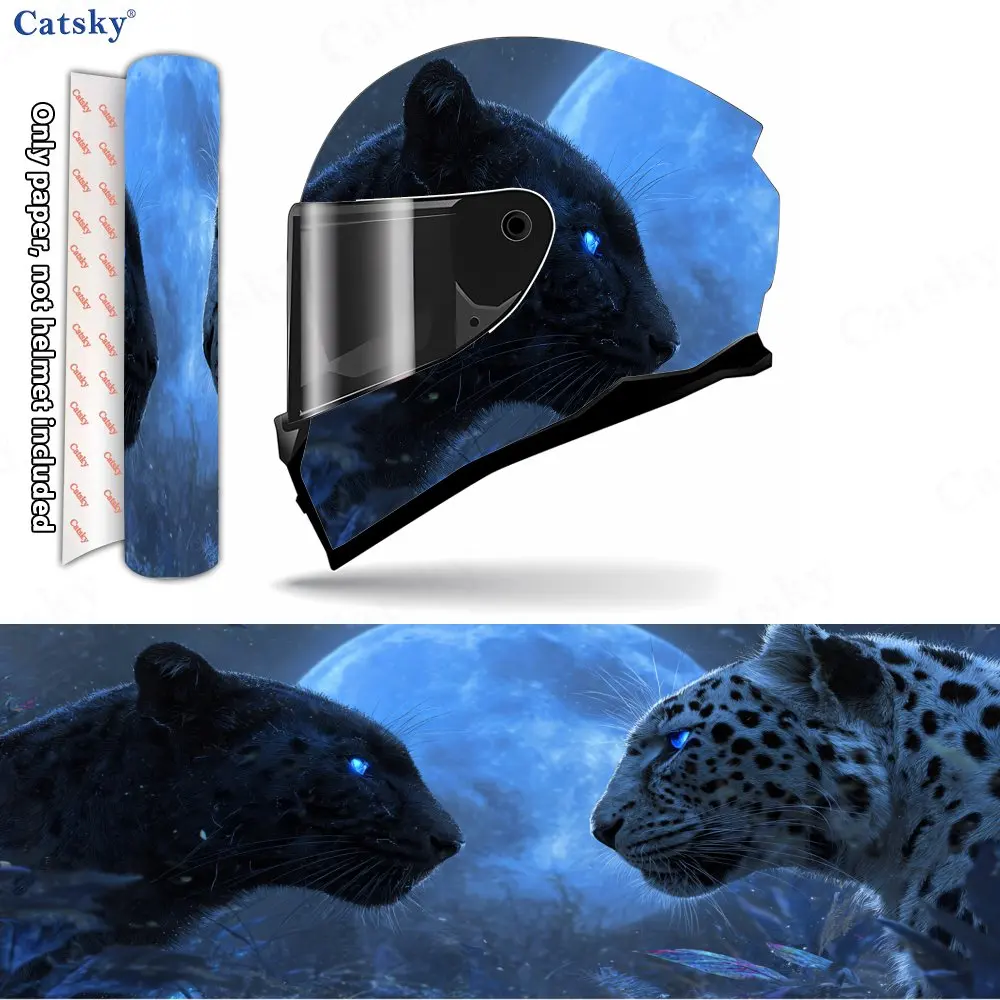 Leopard Duel Print Helmet stickers , PVC Material Multifunctional Helmet Stickers, Scratch-Resistant & Fade-Proof, Easy to Stick