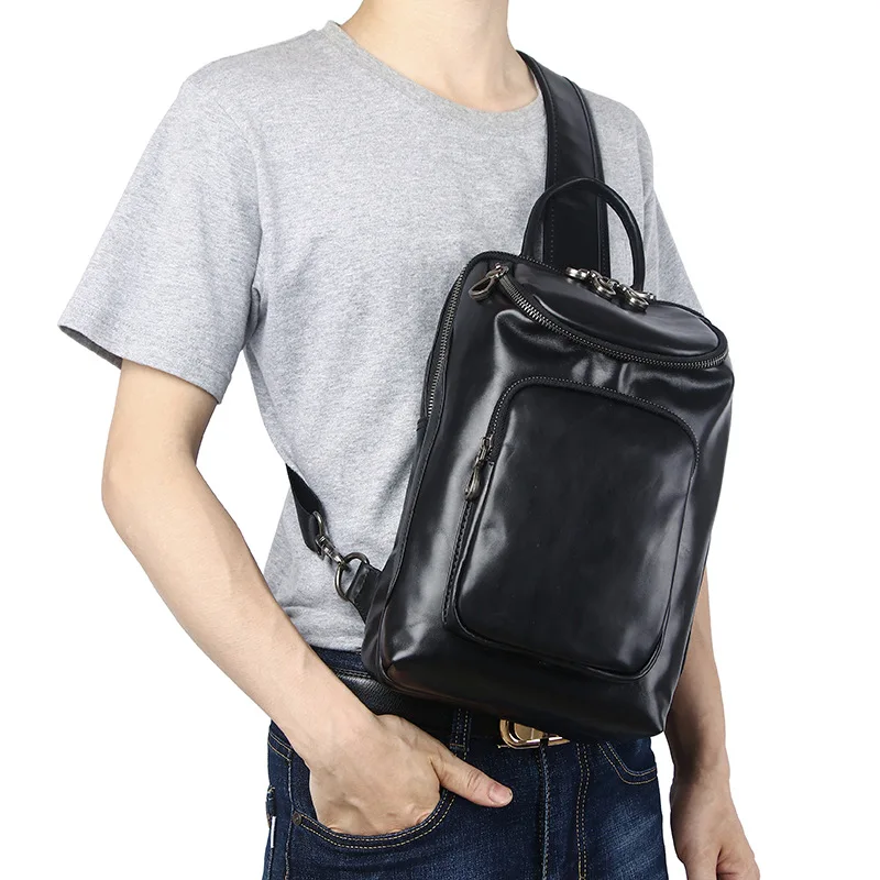 Men's Chest Bags Genuine leather Shoulder Bag Casual Crossbody bags Large Capacity Pack Of Dual-Purpose Trend Backpack сумка sac