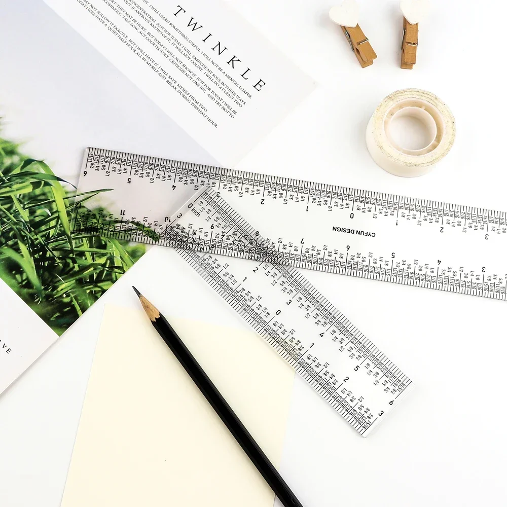 مساطر أكريليك شفافة مقاس 6 بوصات أو 12 بوصة مسطرة تركيز صفر لمزيد من عد علامات القراد وصناعة البطاقات أدوات مثالية بحجم مناسب للسفر