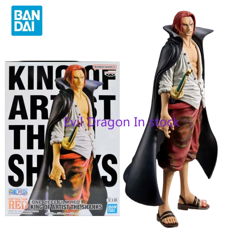 Bandai Original One Piece Anime Figure Film Red King of Artist The Shanks Action Figure Toys for Childrens Model Ornaments Gift