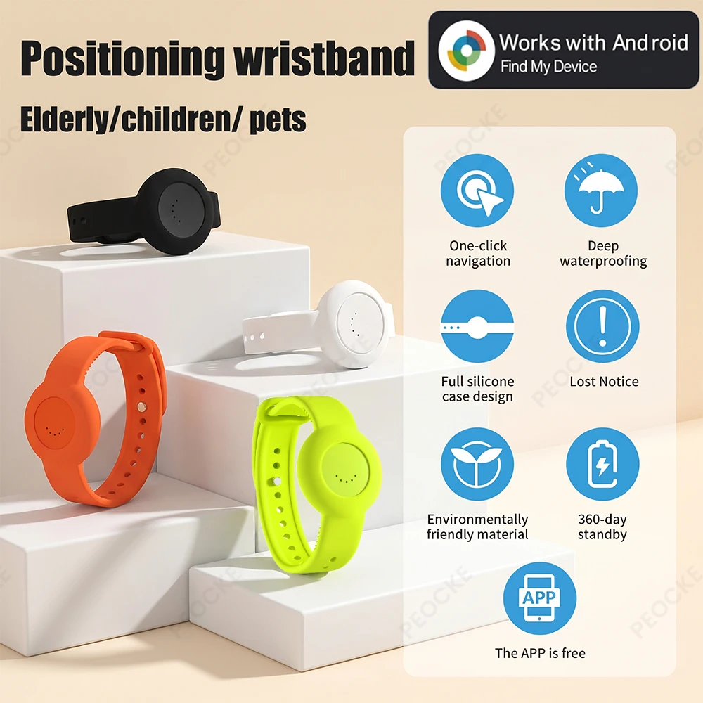 Android Wristband Tracker Waterproof Global Anti-lost Locator Bracelet For Google Find Hub for Pet Kids Outdoor Safety Tracking