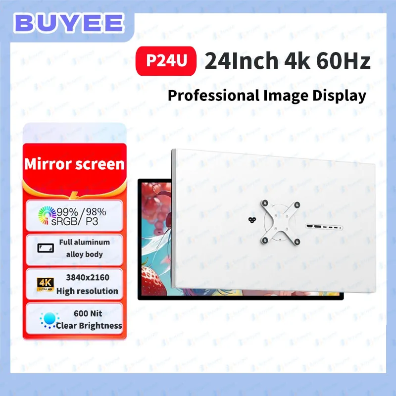 

24 Inch P24U Gaming Monitor HD Eye-Protection Mirror Screen Computer Mirror IPS 3840x2160 4K Display 60Hz Aluminum Alloy Body