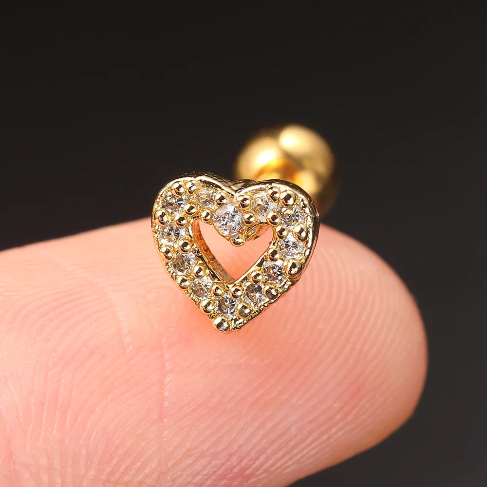 Conch Helix Chain Tassel Piercing Rook Tragus Lobe Flat Heart Flower Crown Ear Cartilage Piercing Biżuteria ze stali nierdzewnej Prezent — zdjęcie 5