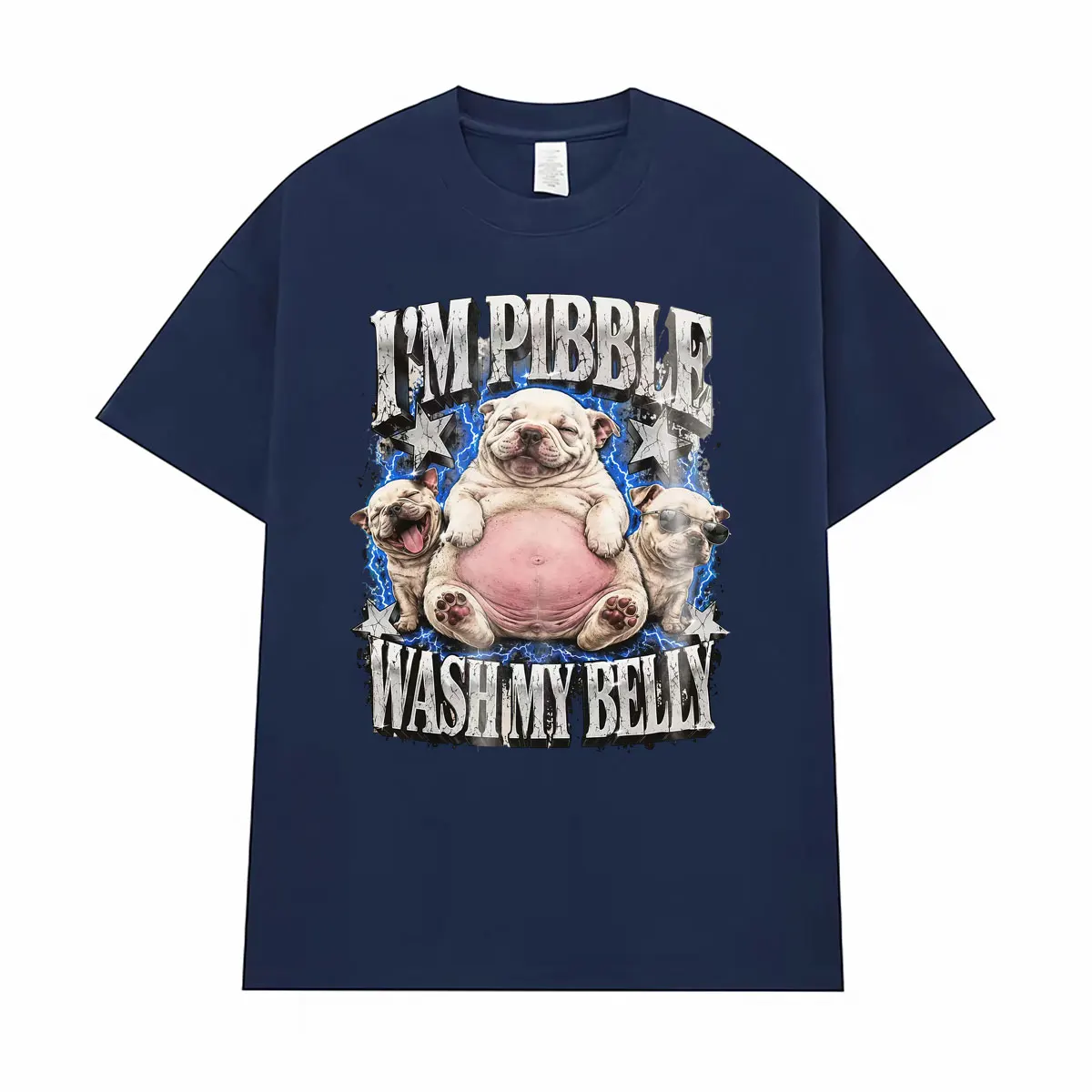 I'm Pibble Wash My Belly Funny Chubby Bully Dog Mom T Shirts Distressed Grunge Pit Bull T-shirts Men Women Fashion Humor T-shirt