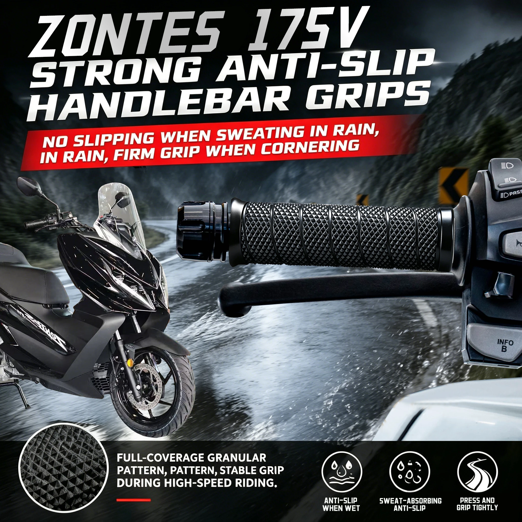 For Suitable Zontes 175V Motorcycle Riding, These Grips Gloves Are Strong Anti-Slip, Wear-Resistant, And Shock-Absorbing.