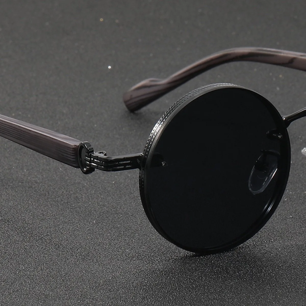 2025 Modische Neue Retro Runde Metallrahmen Punk-Sonnenbrille, Vielseitige Personalisierte Herren-Sonnenbrille – Detail 4