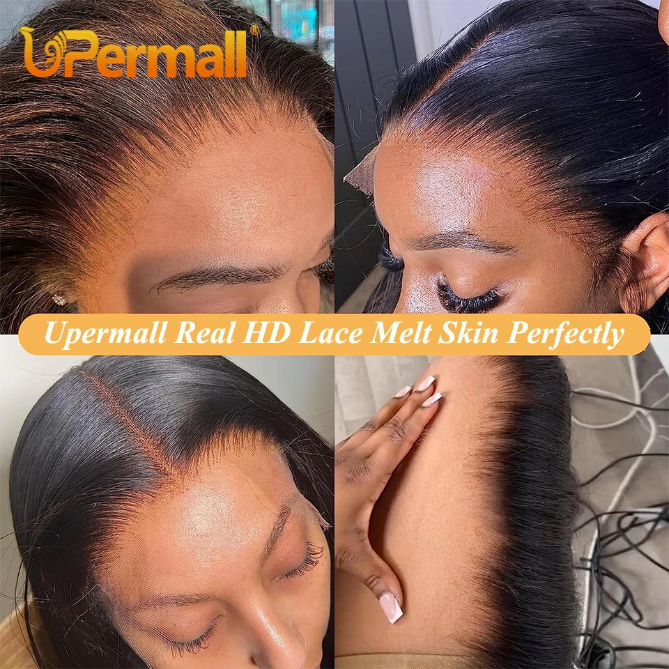 Upermall 28 30 inch Real HD 13x6 13x4 Lace Frontal Straight Body Wave Pre Plucked 5x5 6x6 Swiss Full Closure Only 100 Human Hair