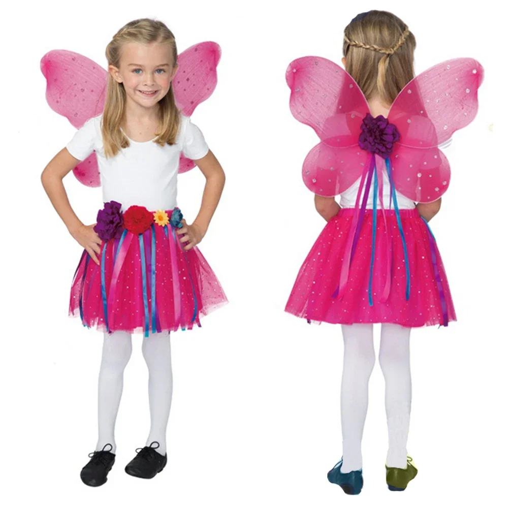 Girls Fairy Costume Bee Costume Kit Ladybug Kids Dress Up Tutu Skirt with Fairy Wings Headband for Birthday Party Set Costume