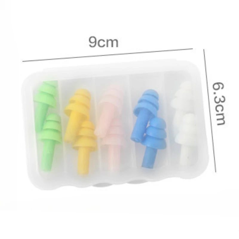 5Pair with Box Color Silicone Noise Proof Earplug Swimming Waterproof Earplugs Dormitory Study Sleeping Ear Protection Ear Plugs