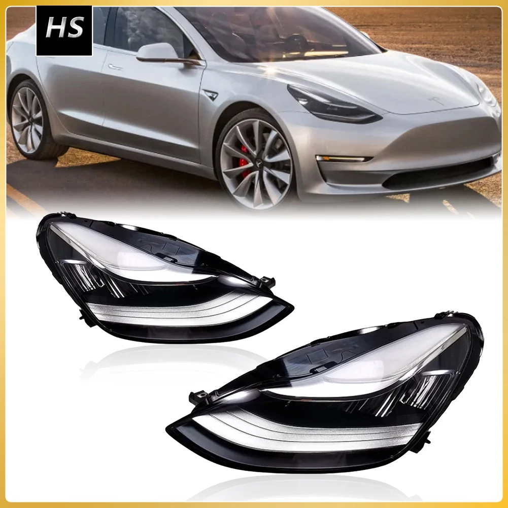 For Tesla Model 3 Y Car LED Headlights All-new Front Head Light Plug & Play Upgrade Auto Accessory