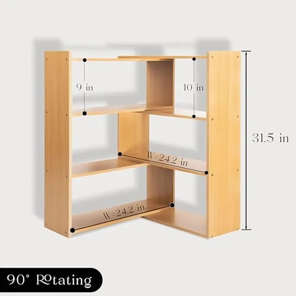 Expandable 4-Tier Wooden Bookshelf Bookcase Shelf Storage Solution Office Kitchen Living Bedroom Study Space Saving Durable