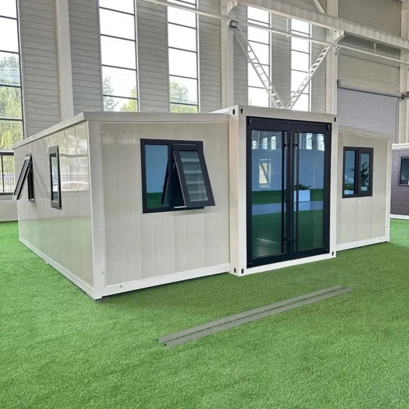 High Quality Expandable Container House Prefab Modular Room  Villa & Hotel Use Double Wing Folding Room with Glass Curtain Wall